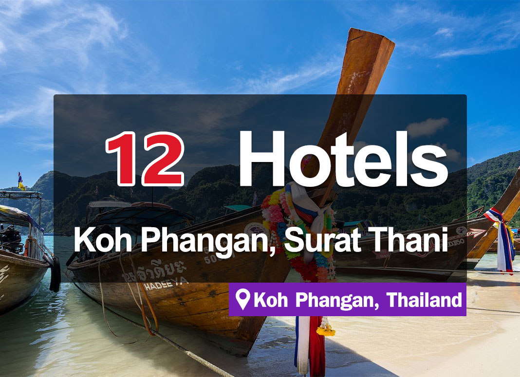 12 Hotel Accommodations on Koh Phangan, Surat Thani Province. Located next to the sea, with stunning views.