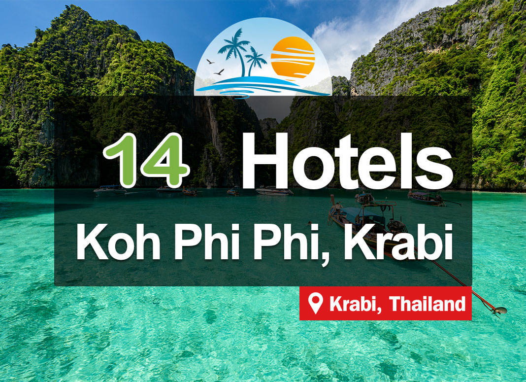 14 Hotel Accommodations on Phi Phi Island. Close to the sea and beach. Good atmosphere.