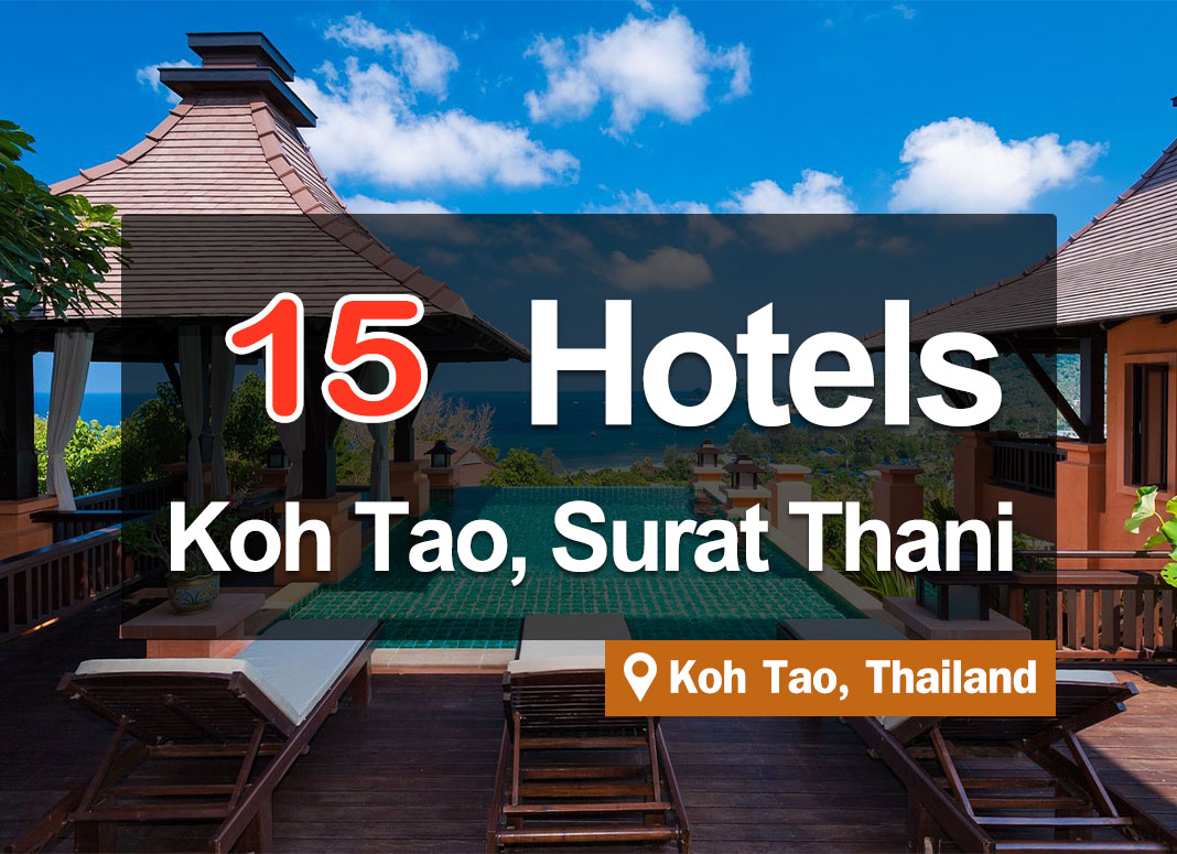 15 Hotel Accommodations on Koh Tao Island. Located right on the beach next to the sea. Stunning views.